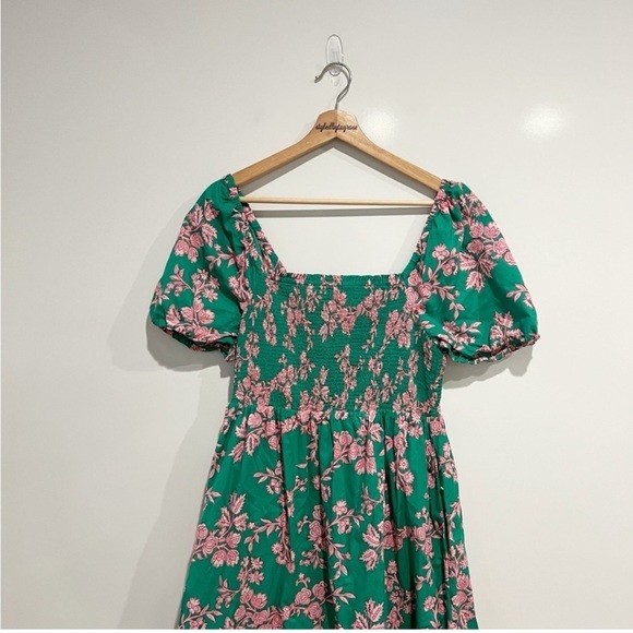 J. Crew Floral Smocked Puff Sleeve Midi Dress - Picture 3 of 8
